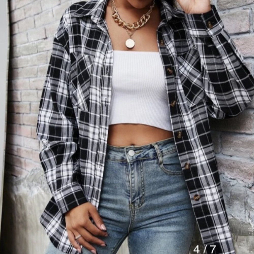 Plaid Button Through Oversized Shirt